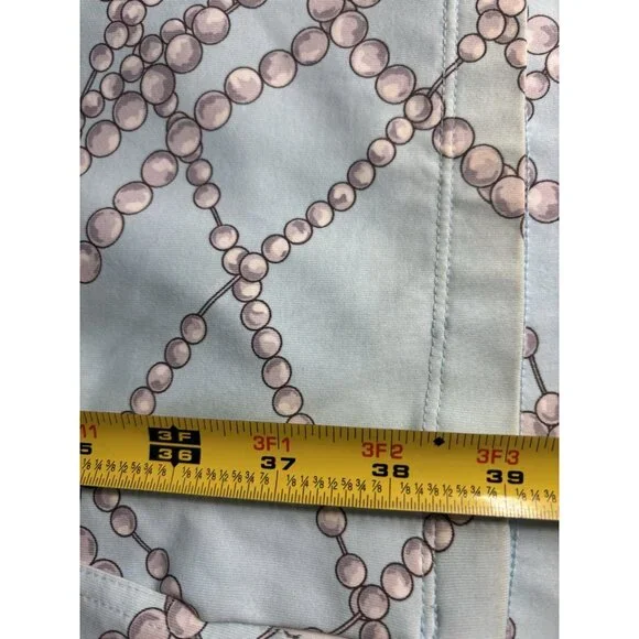 J. McLaughlin Gilchrist Catalina Dress Blue White Button Up Pearls Spandex Small - Picture 9 of 12